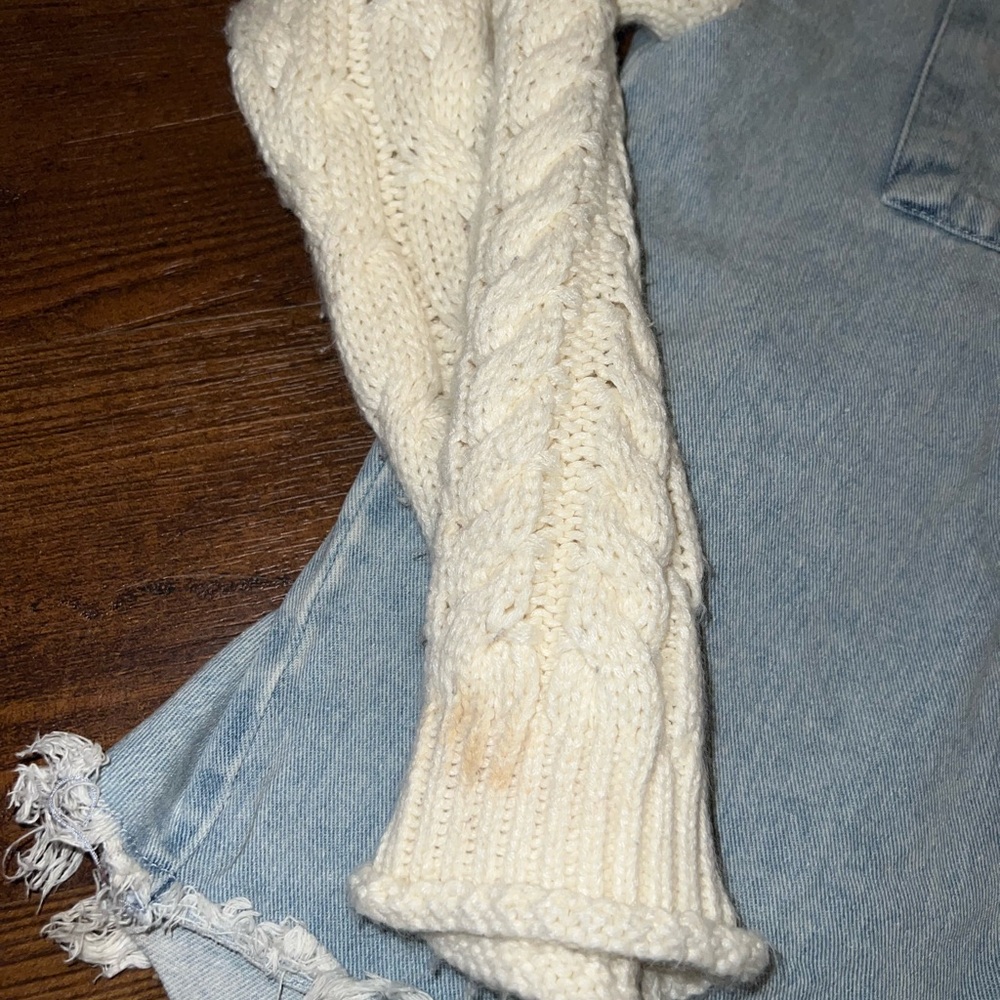 Blu Pepper Oversized Denim Two Tone Knit Sleeve Boho Casual Shacket Size XL - Picture 9 of 11
